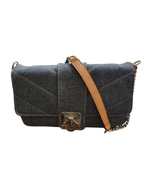 True Religion Quilted Denim Shoulder Bag with Tan Strap